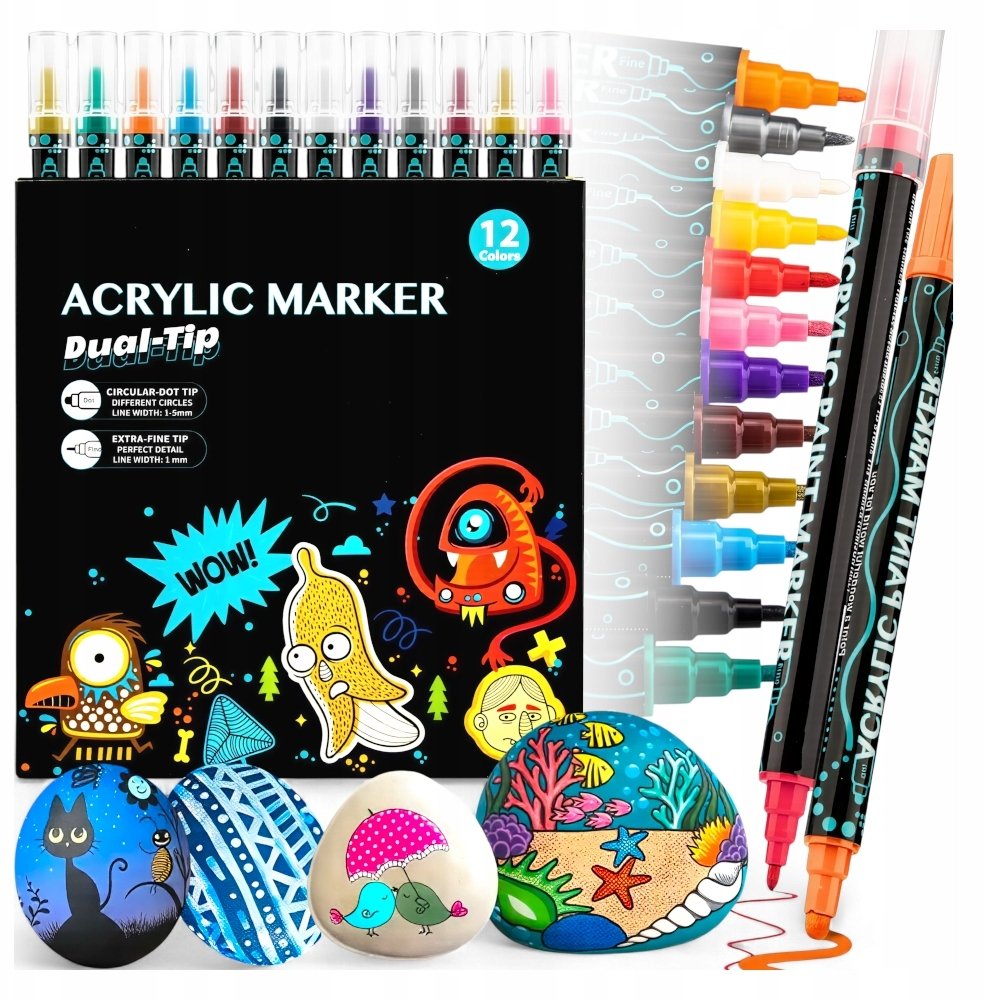 Hitbaits MARKERY AKRYLOWE dwustronne 12 sztuk KANZA