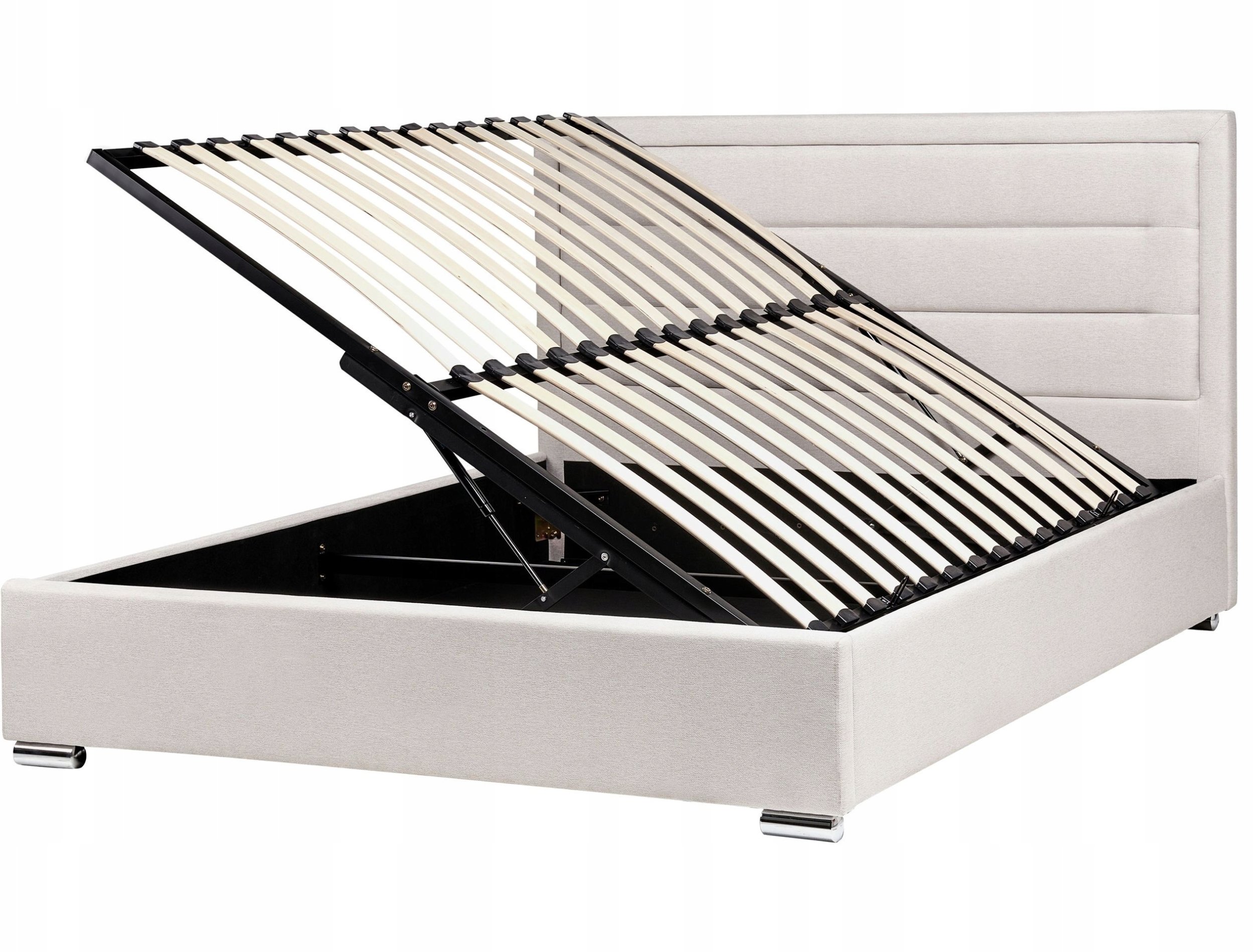 Łóżko z pojemnikiem ROUEN 160 x 200 cm Jasnobeżowy