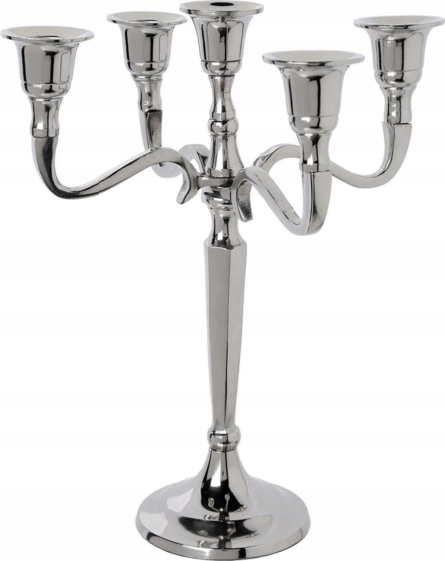 Atmosphera Świecznik metalowy srebrny, 22 cm