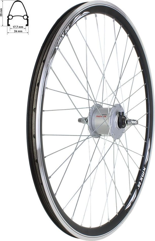 Stars Circle Koło przednie 26" obręcz stożkowa czarna piasta Shimano z prądnicą Uniwersalny