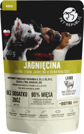 Pet Republic PET REPUBLIC PIES sasz.100g JAGNIĘCINA MINI sos /24