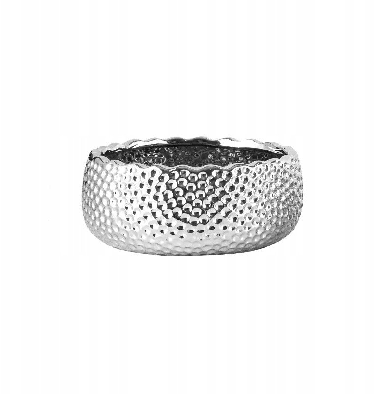 Doniczka ceramiczna / Osłonka / Donica / Srebrna / 25 cm