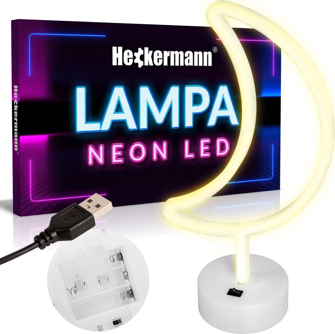 Dekoracja świąteczna Heckermann Neon Led Stojący Półksiężyc
