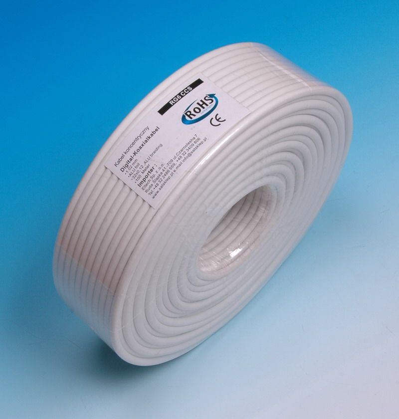 Przewód Lider Antenowy, 100, Biały (RG6U(KAB0004))