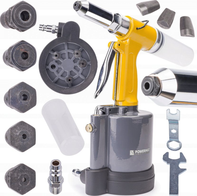 Powermat Nitownica pneumatyczna 2,4mm - 6,4mm 1400kg zestaw Powermat PM-NP-1400T