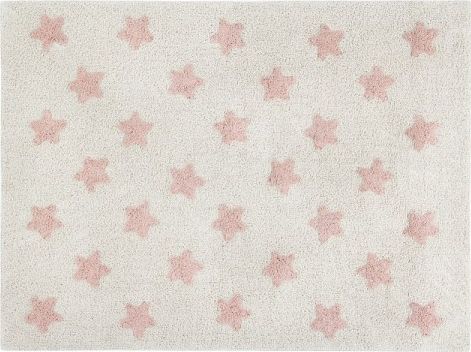 Lorena Canals Dywan dziecięcy STARS NATURAL VINTAGE NUDE 120x160 beżowy w różowe gwiazdki LORENA CANALS