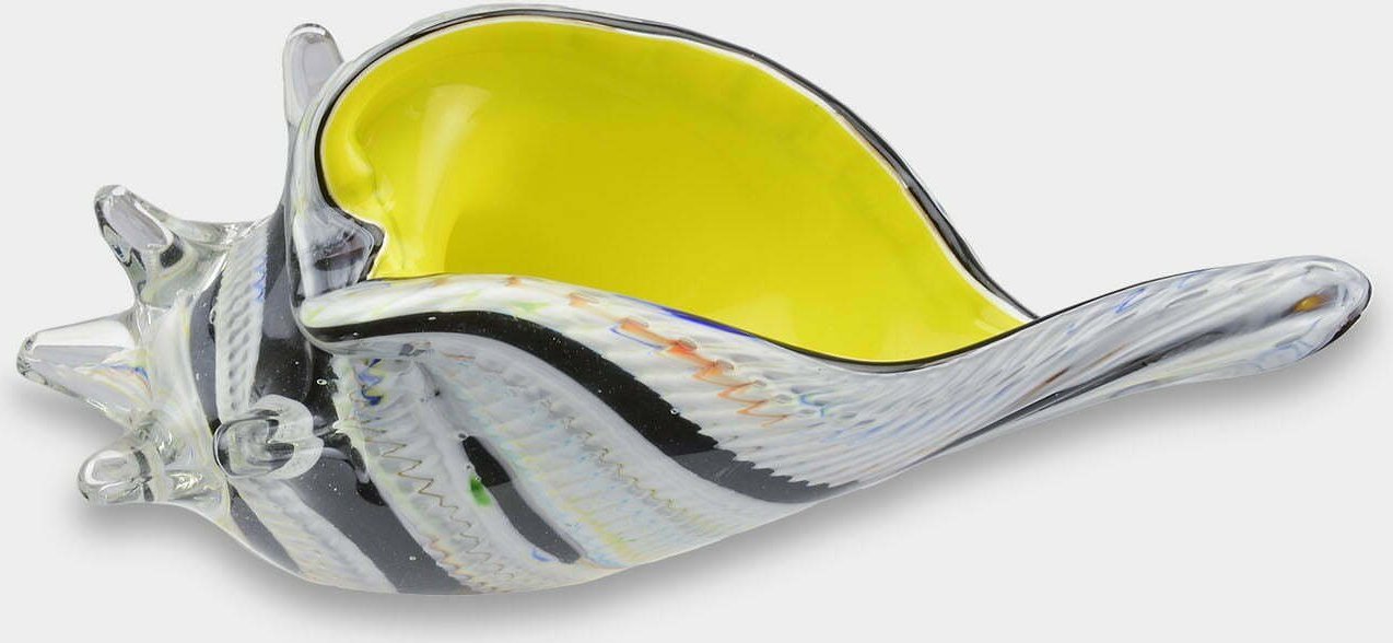 rzezbyzbrazu Figura Szklana w Stylu Murano Muszla Biało Czarno Żółta