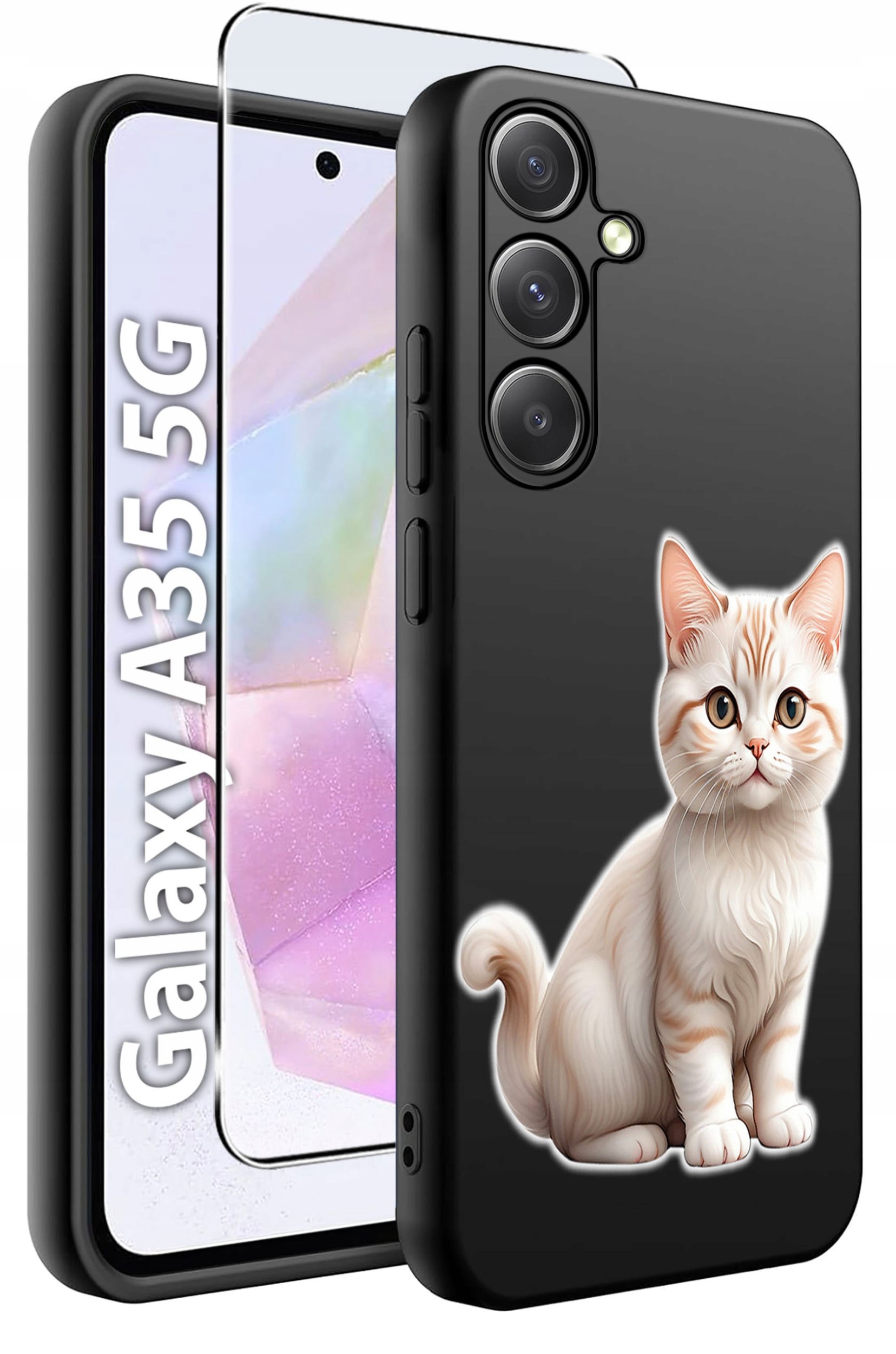 ETUI do Samsung A35 5G WZORY | SILIKONOWE MATT CASE + SZKŁO HARTOWANE 9H