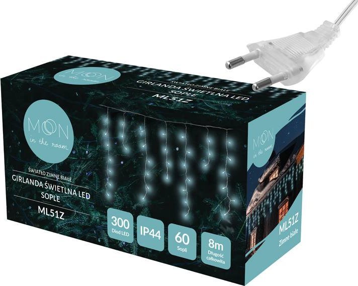PR Girlanda świetlna 60 LED, sople, światło zimne białe+flash