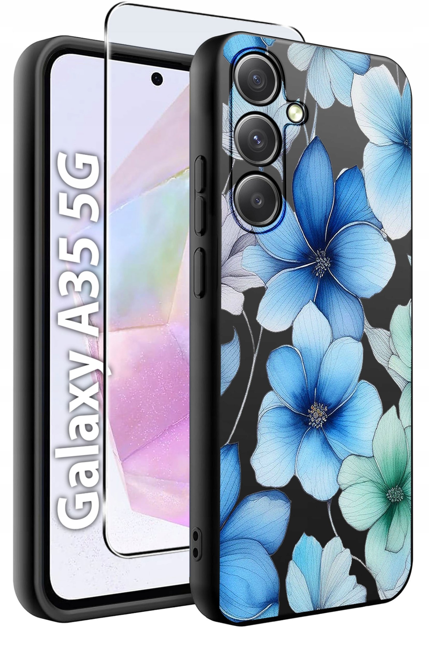 ETUI do Samsung A35 5G WZORY | SILIKONOWE MATT CASE + SZKŁO HARTOWANE 9H