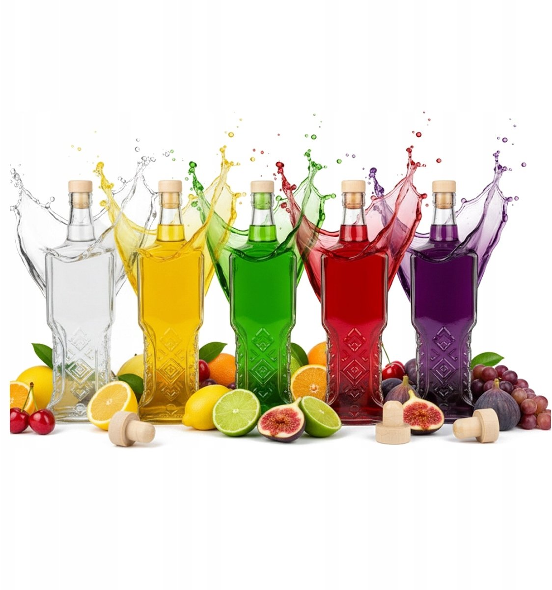5x Butelki Szklane 500 ml UKRAINKA + korek do Wina Soków Nalewek 500ml 0,5l