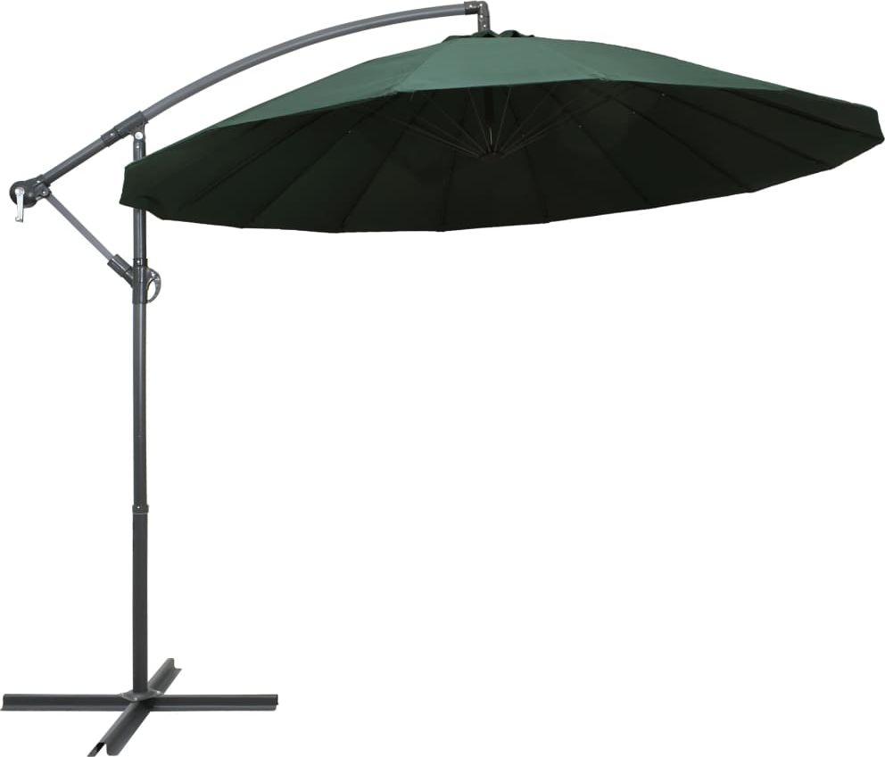 vidaXL Parasol ogrodowy, wiszący, zielony, 3 m, słupek aluminiowy