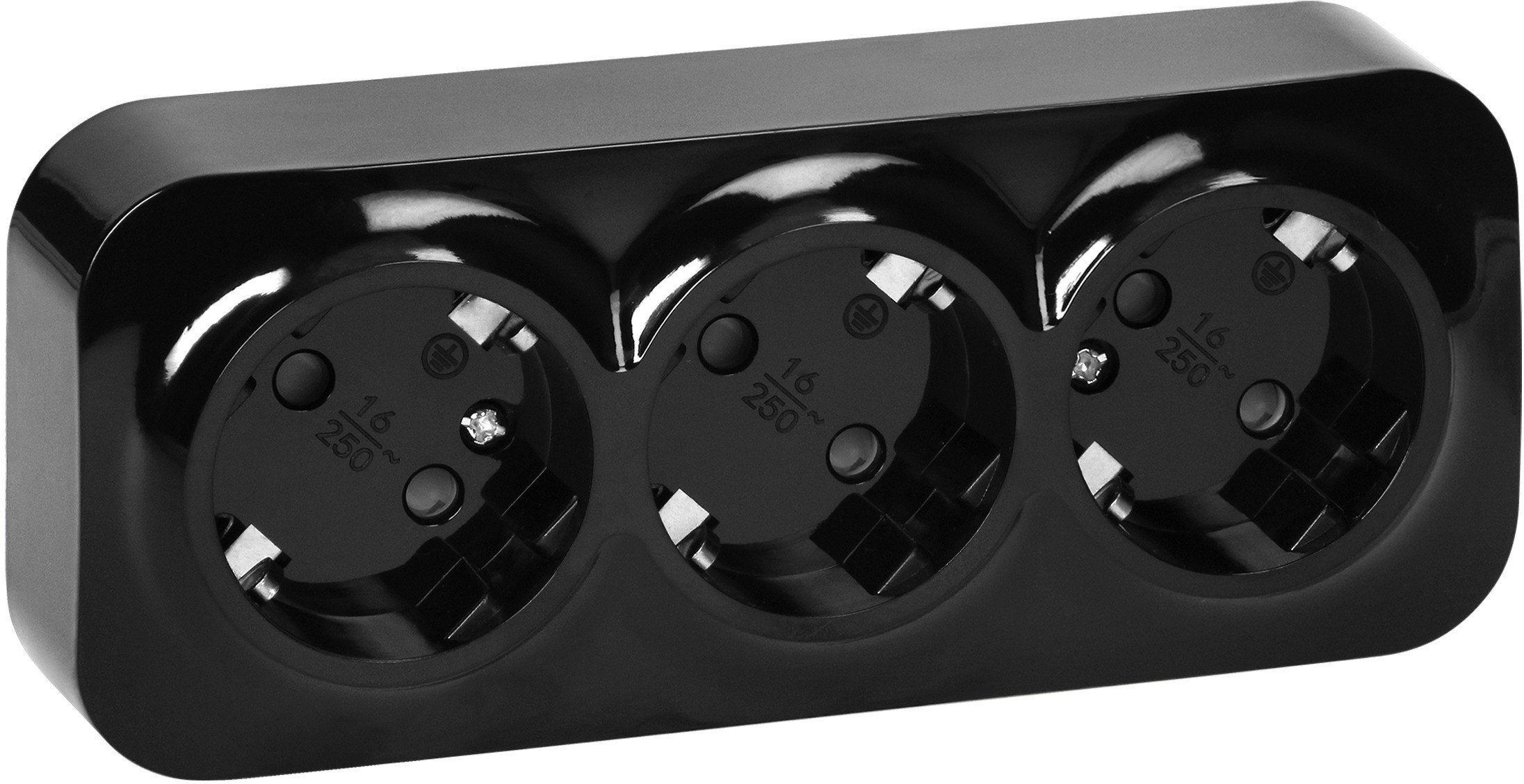 Gniazdo potrójne ToDo 2P+Z Schuko IP20, 16A, 230V AC, czarny, 10 sztuk