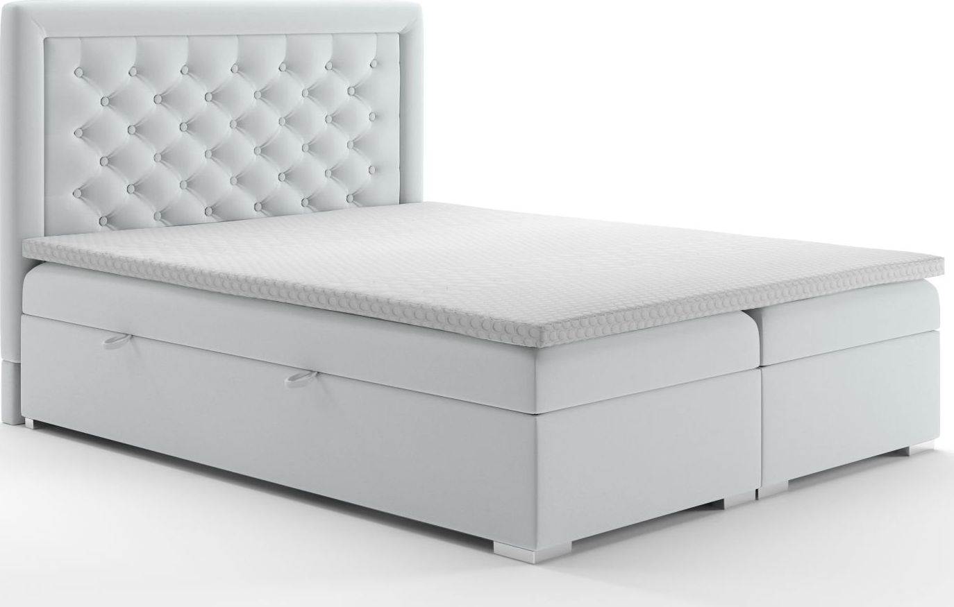 LAVERTO Łóżko kontynentalne AMIGO 160x200 jasno szare velvet z pojemnikiem