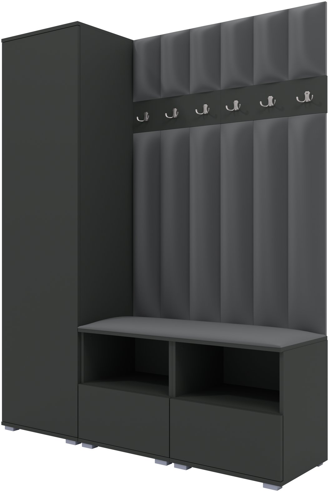 Tapicerowana garderoba Nela II LUX - kolor grafitowa + tkanina Trinity 15