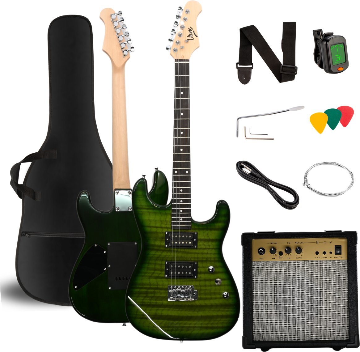 V-TONE EGW 39 GR gitara elektryczna 4/4 stratocaster 39" HH zestaw