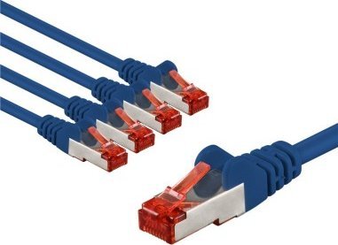Goobay CAT 6 kabel krosowy, S/FTP (PiMF), 5 m, niebieski, zestaw 5 - Długość kabla 5 m