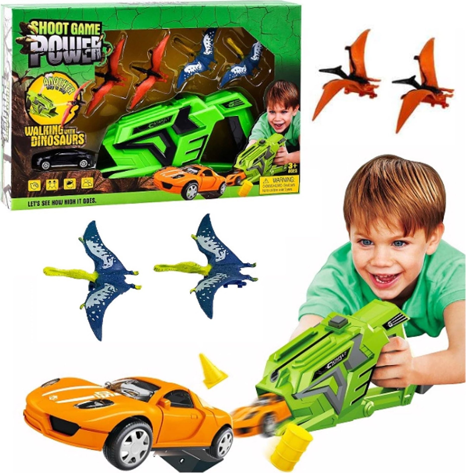 Madej WYRZUTNIA PISTOLET 2W1 1xSAMOCHODZIK PTERODAKTYLE