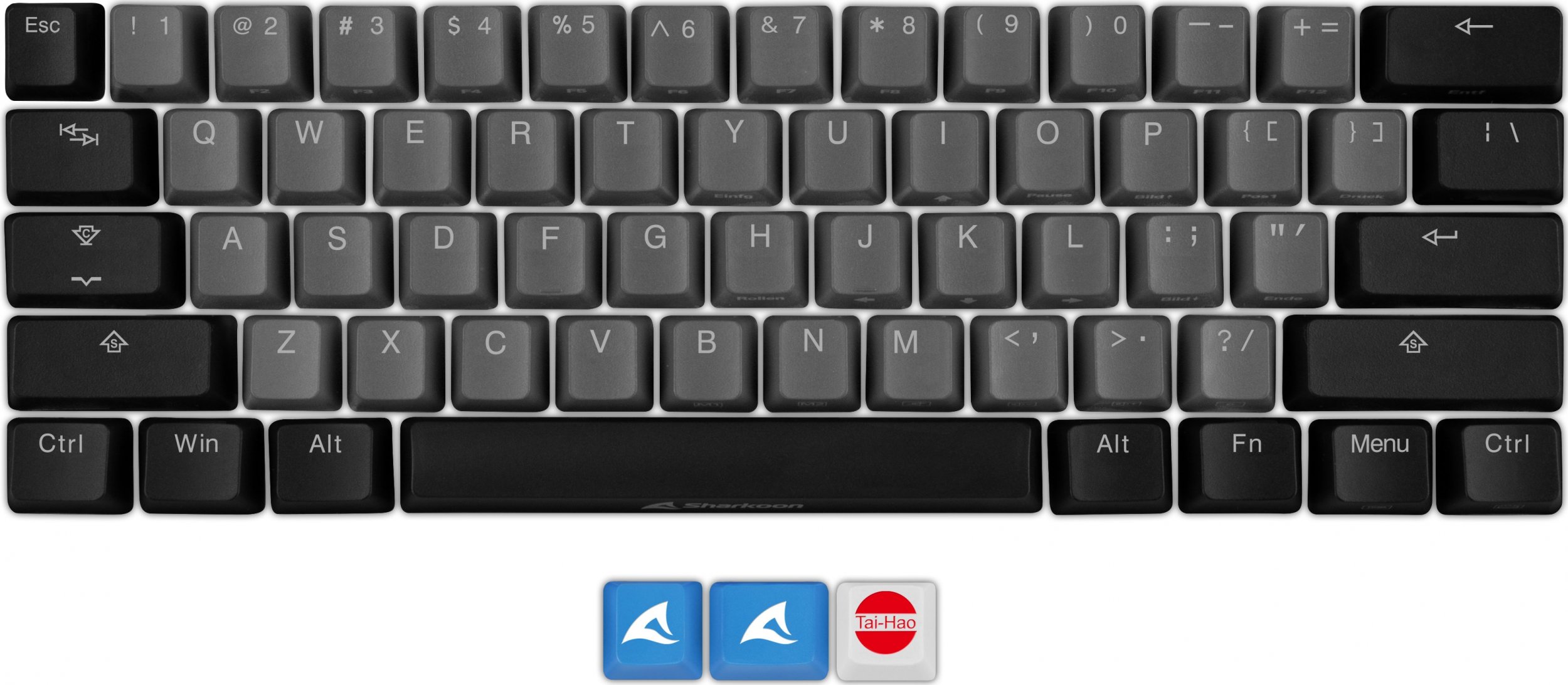 Keychron Sharkoon SKILLER SAC20 S4, keycap (black, 62 pieces, ANSI layout (US), for SKILLER SGK50 S4)