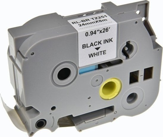 Kompatybilny taśma do drukarek etykiet, dla Brother, TZE-251, czarny druk/biały podkład, laminowane, 8m, 24mm