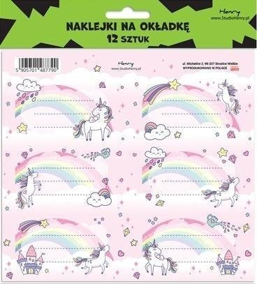 HENRY Naklejki na zeszyty - Unicorn Tęcza (12szt)