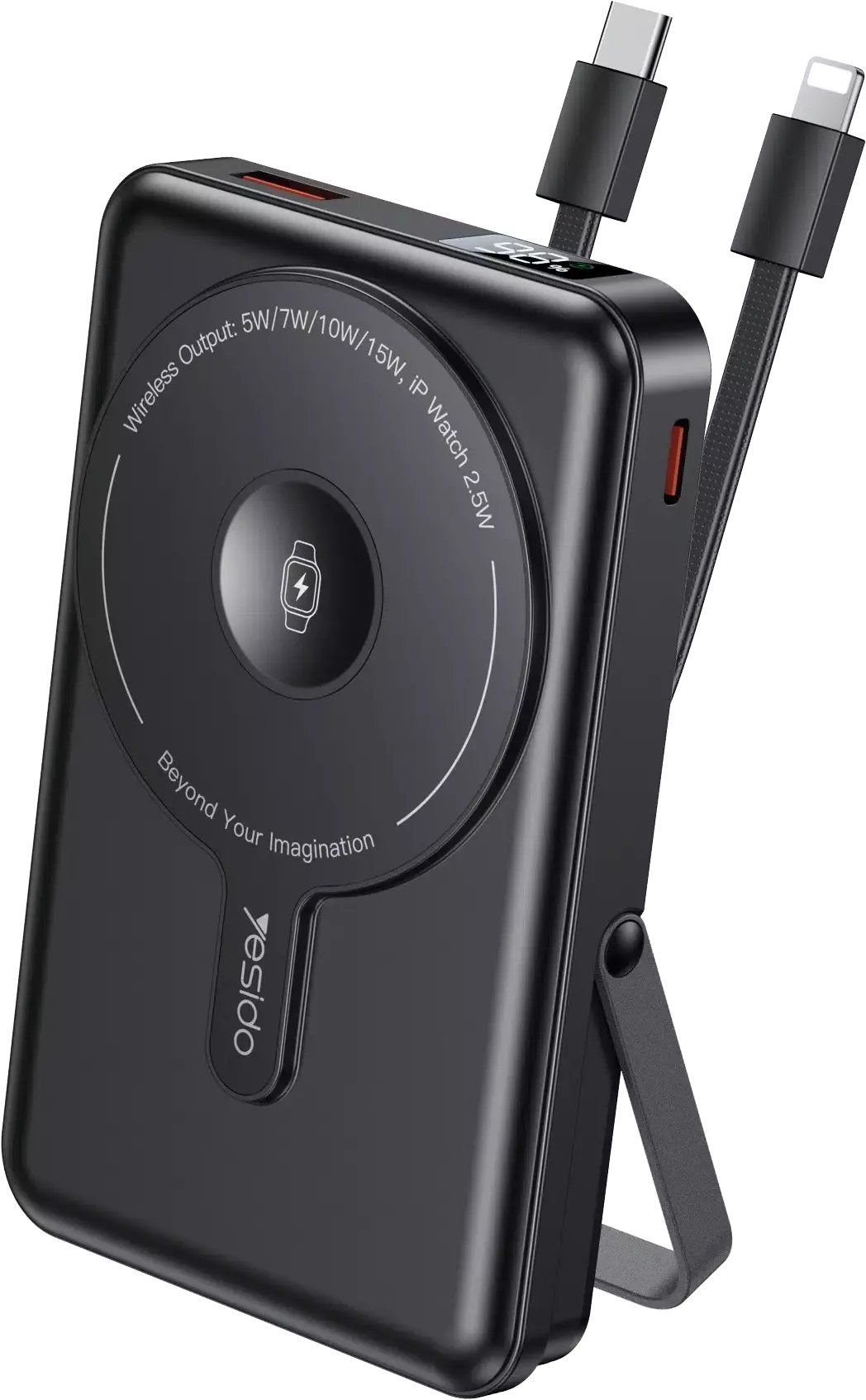 Yesido Powerbank YP72 10 000 mAh 22.5W USB-A+C + kabel USB-C+iP, CZARNY