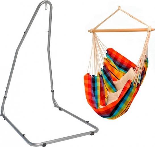 Amazonas ZESTAW HUŚTAWKA FOTEL WISZĄCY BRASIL Rainbow + STOJAK LUNA