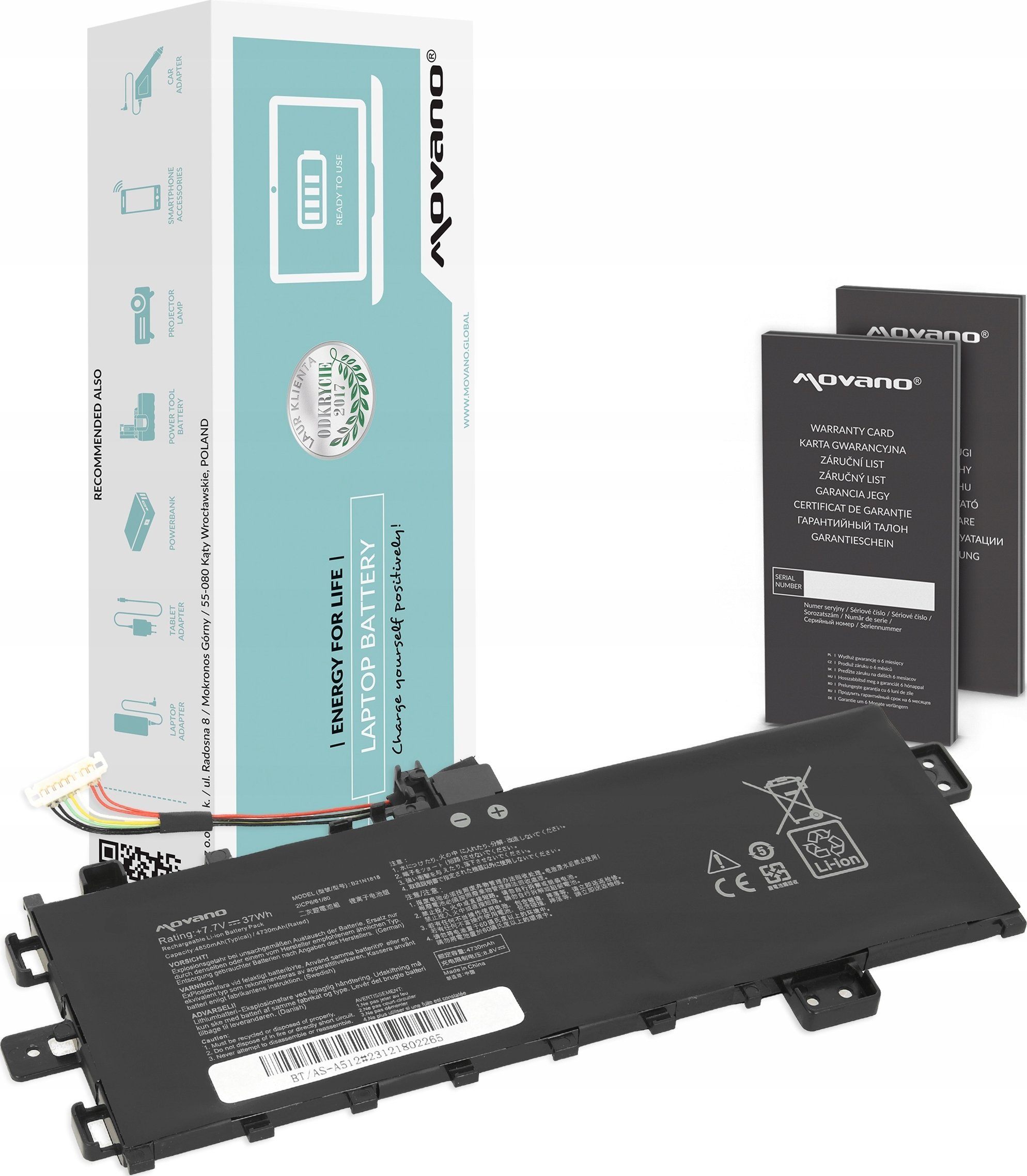 Bateria Movano Bateria B21N1818 C21N1818 do Asus VivoBook 15 A512 F512 R512 X512