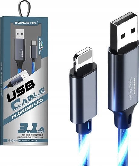 Kabel USB USB-A - Lightning 1.2 m Niebieski (31180)