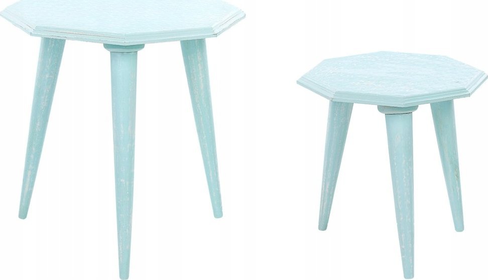 Beliani Zestaw 2 drewnianych stolików pomocnicznych niebieski KANRI