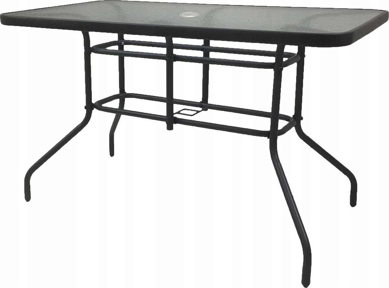 kontrast Stół szklany ogrodowy BERGAMO 120x70x70 czarny z otworem na parasol