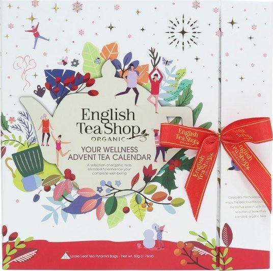 Kalendarz adwentowy English Tea Shop ze wstążką White Book 25 piramidek