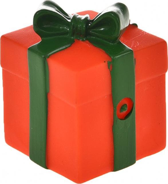 Barry King Zabawka dla psa, prezent czerwony, winylowy, 8,5x6cm, piszcząca