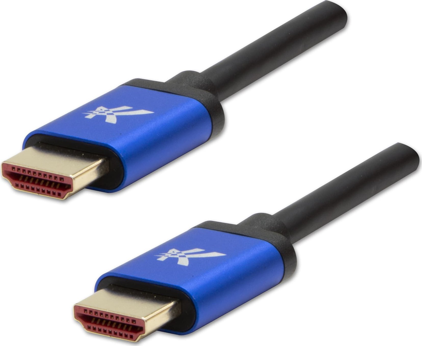Video Kabel HDMI M - HDMI M, HDMI 2.1 - Ultra High Speed, 2m, pozłacane złącza, aluminiowa obudowa,, niebieski, Logo 8K@60Hz, 48Gb