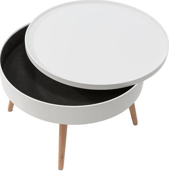 ModernHome Stolik kawowy okrągły ze schowkiem 60cm