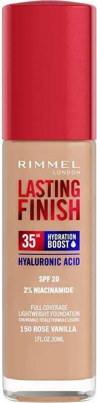 Rimmel Lasting Finish 35H silnie nawilżający i długotrwale kryjący podkład do twarzy z filtrem SPF20 150 Rose Vanilla 30ml