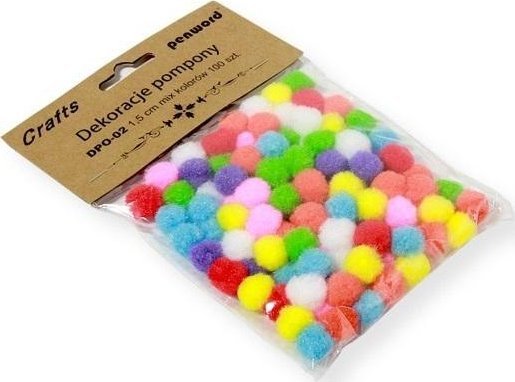 Dekoracje pompony 1,5cm mix kolorów100szt