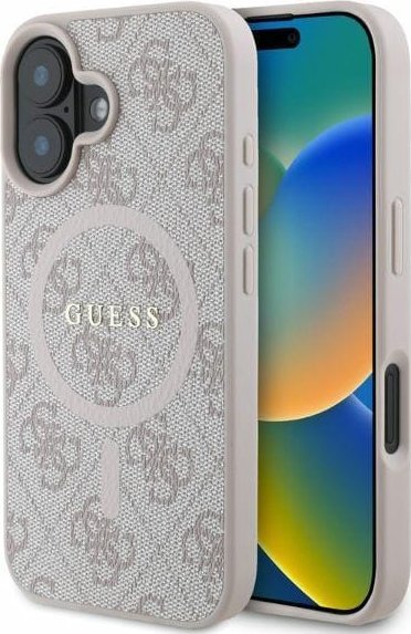Guess GUHMP16SG4GFRP iPhone 16 6.1" różowy/pink hardcase 4G Ring Classic Logo MagSafe