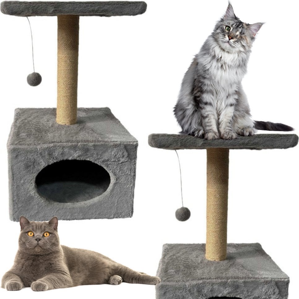 Drapak Z Legowiskiem Dla Kota Wisząca Myszka 31cm x 31cm x 56cm