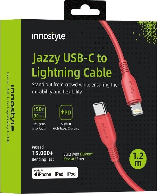 Kabel USB Innostyle USB-C - Lightning 1 m Czerwony