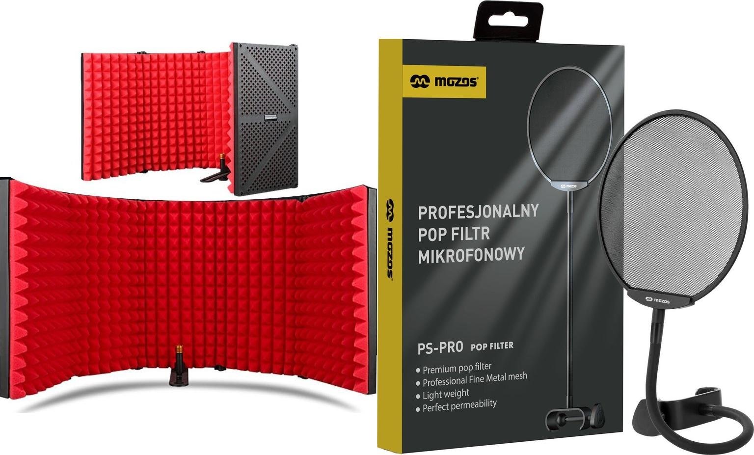Mozos Mozos Game Kabina akustyczna do mikrofonu + Popfiltr mikrofonowy PS-PRO