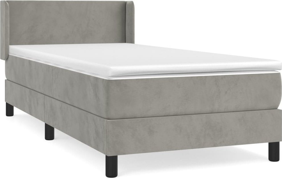 Łóżko Kontynentalne Z Materacem, Jasnoszare, Aksamit, 100X200Cm