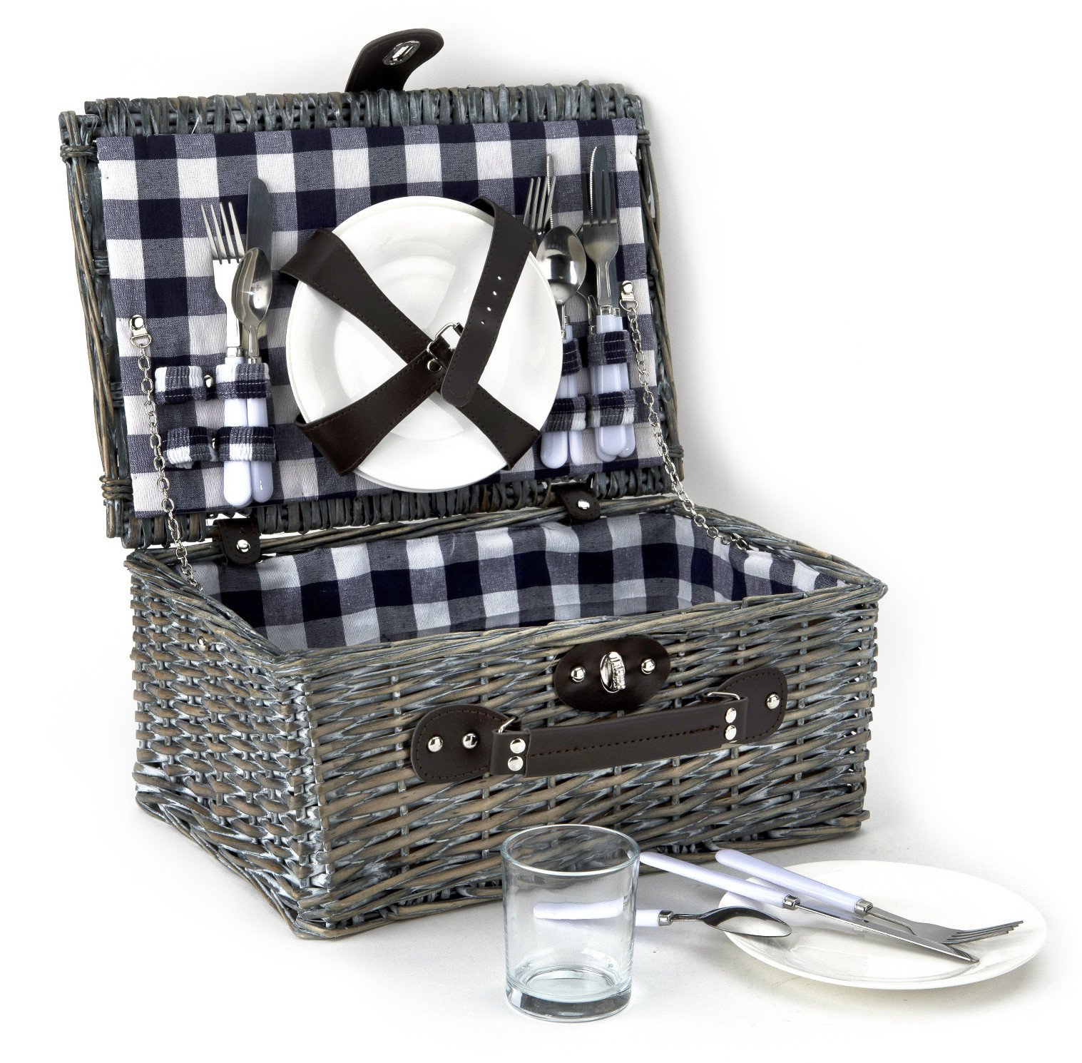 Koszyk piknikowy z wyposażeniem 4 os. j. brąz/granat