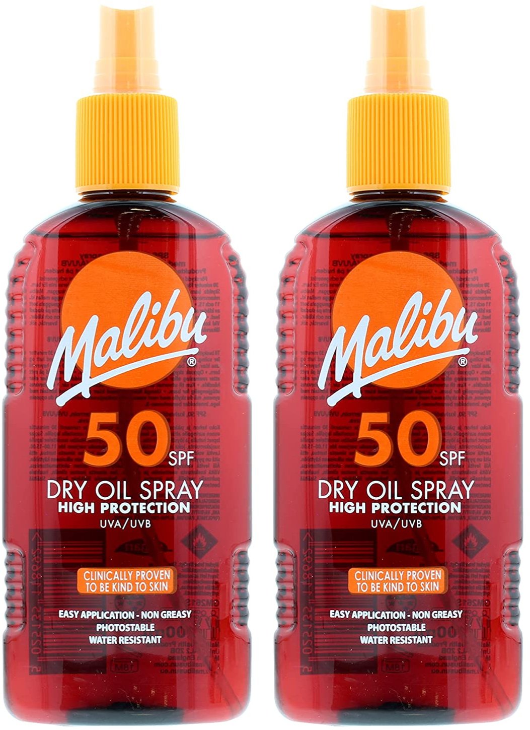 Malibu Dry Oil Spray SPF50 Olejek Brązujący Do Opalania 200ml x2szt