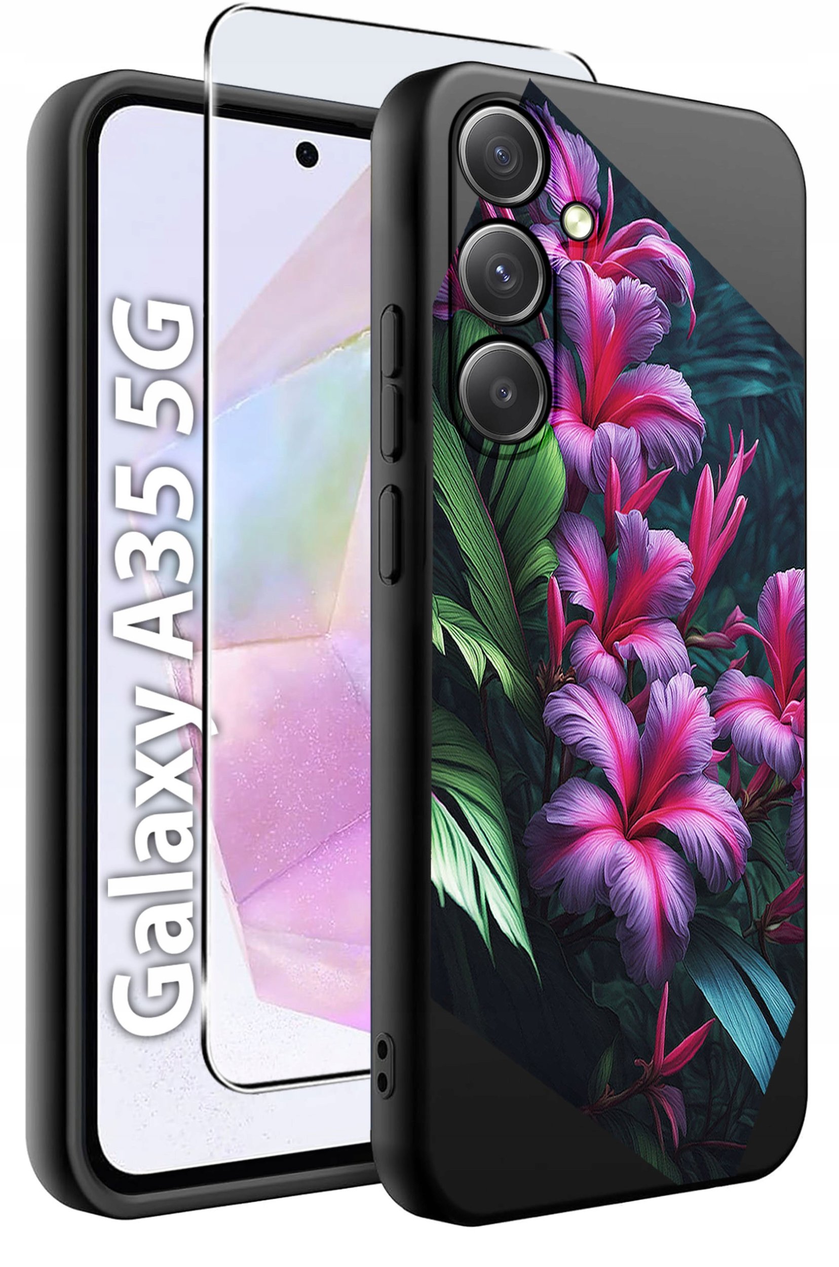 ETUI do Samsung A35 5G WZORY | SILIKONOWE MATT CASE + SZKŁO HARTOWANE 9H