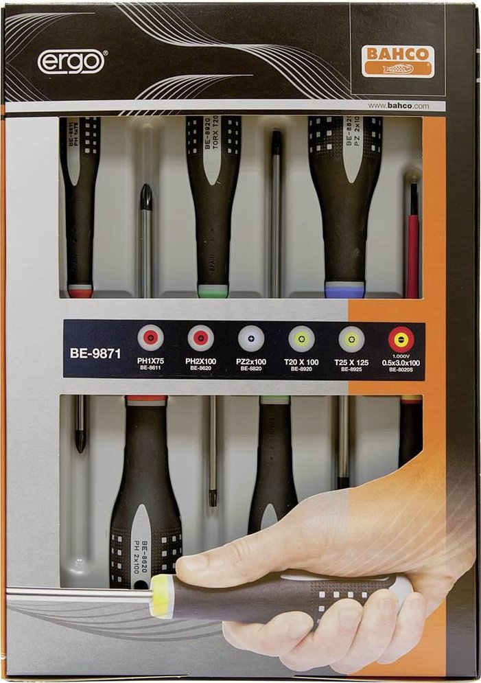 Bahco WKRETAKI ERGO ZESTAW BE-9871 + MAGNEZYTER/DEM. GRATIS - BE-9871/M781