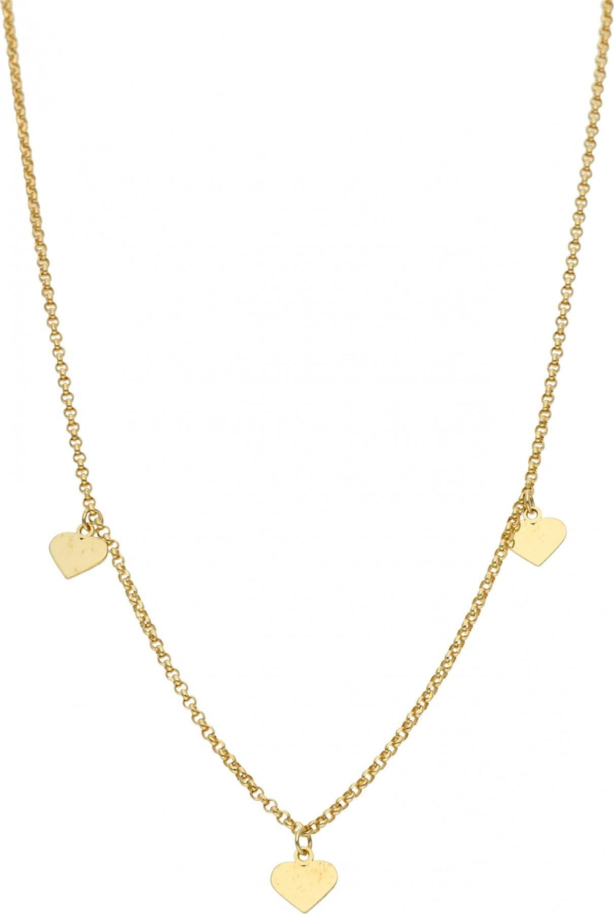 Rosanto Złoty naszyjnik z trzema serduszkami 45 cm 585 14k