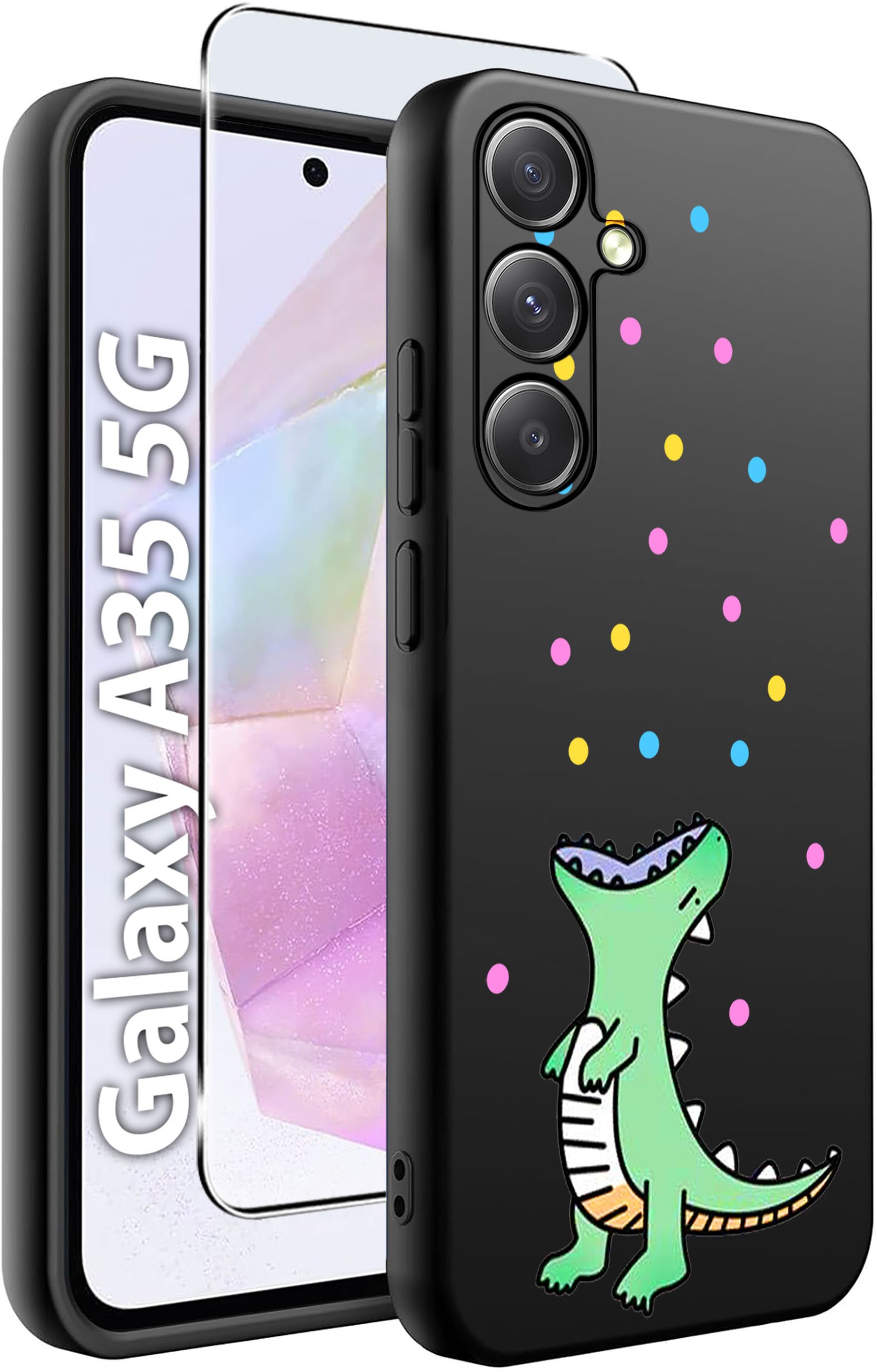 ETUI do Samsung A35 5G WZORY | SILIKONOWE MATT CASE + SZKŁO HARTOWANE 9H