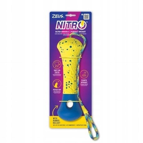 Zeus Nitro, kość z linką, zabawka, dla psa, 26 cm, pływająca