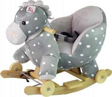 LeanToys Koń Na Biegunach 2 w 1 Jeździk Niebieski W Kropki